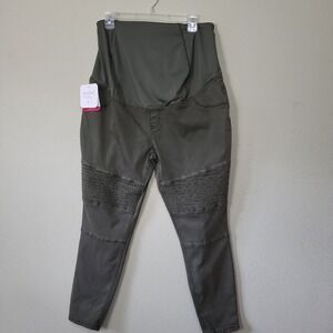 Isabela Maternity Womens Gray Moto Straight Crossover Jegging Jeans 14